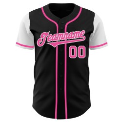 Jersey Rosa-Weiß Ton Zwei Schwarz Custom Authentic Baseball