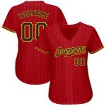 Benutzerdefinierte schwarz rot Jersey authentische Baseball Nadelstreifen schwarz-gold
