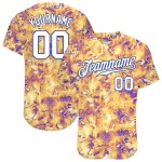 Weiß-Royal 3D Jersey Scratch Graffiti Benutzerdefinierte Authentische Muster Baseball