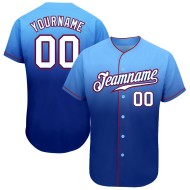 Baseball Authentic Weiß-Royal Light Jersey Fashion Custom Blue Fade