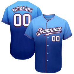 Baseball Authentic Weiß-Royal Light Jersey Fashion Custom Blue Fade
