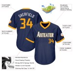 Shirt Custom Throwback Authentic Navy Gold-Weiß Jersey Rippstrick Baseball
