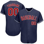 Benutzerdefiniertes authentisches Marineblaues Baseballtrikot in Rot-Weiß Benutzerdefiniertes authentisches Marineblaues Baseballtrikot in Rot-Weiß