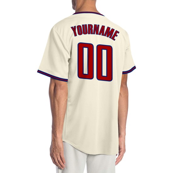 Red-Royal Custom Baseball Creme Trikot Authentic Red-Royal Custom Baseball Creme Trikot Authentic
