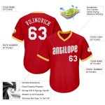 Jersey Baseball Weiß-Gold Throwback Rippstrick Authentic Custom Shirt Rot