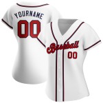 Benutzerdefiniertes rot-marineblaues Baseballtrikot, weiß, authentisch