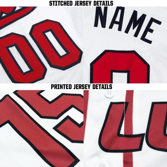 Jersey Weiß Rot-Navy Baseball Custom Jersey Weiß Rot-Navy Baseball Custom