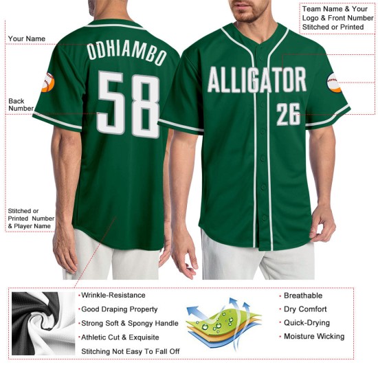 Grünes Custom-Trikot Kelly Weiß-Grau Baseball Authentic Grünes Custom-Trikot Kelly Weiß-Grau Baseball Authentic