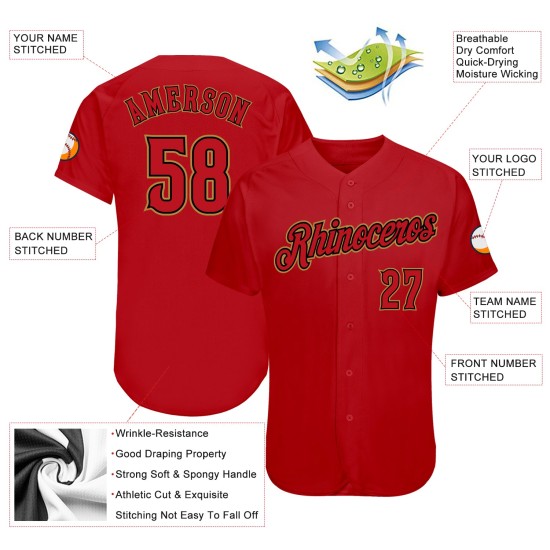 Authentisches Baseball-Trikot in Rot-Schwarz Authentisches Baseball-Trikot in Rot-Schwarz