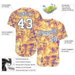Weiß-Royal 3D Jersey Scratch Graffiti Benutzerdefinierte Authentische Muster Baseball