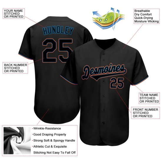 Blau Schwarz-Licht Jersey Baseball Custom Authentic Schwarz Blau Schwarz-Licht Jersey Baseball Custom Authentic Schwarz