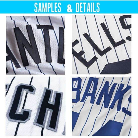 Jersey Authentic Baseball Weiß Custom Navy Navy-Gold Nadelstreifen