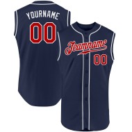 Baseball Trikot Authentic Navy Custom Rot-Weiß Ärmellos