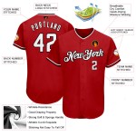 Jersey Baseball Weiß-Schwarz Authentic Custom Rot