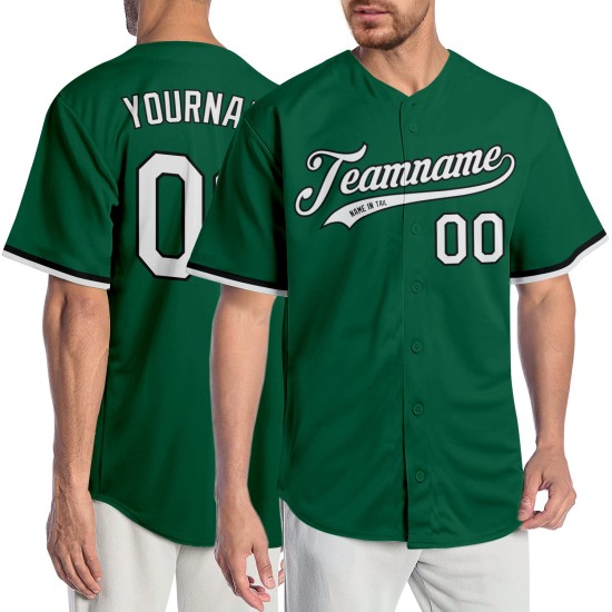 Kelly Custom Authentic Grünes Weiß-Schwarzes Baseballtrikot Kelly Custom Authentic Grünes Weiß-Schwarzes Baseballtrikot