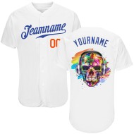 Authentisches weißes Custom Fashion Skull Royal-Orange Jersey Baseball