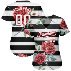 Weiß-Rot Authentic Custom Jersey 3D Design Mandalas Schwarz Baseball Muster Weiß-Rot Authentic Custom Jersey 3D Design Mandalas Schwarz Baseball Muster