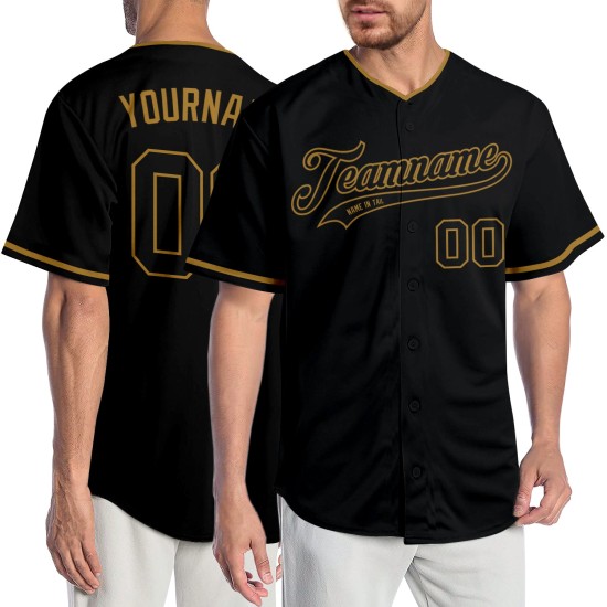 Custom Gold Baseball Schwarz Authentic Schwarz-Old Jersey Custom Gold Baseball Schwarz Authentic Schwarz-Old Jersey