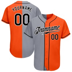Split Fashion Custom Schwarz-Grau Authentic Jersey Orange Baseball