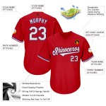 Baseball Custom Weiß-Royal Rippenstrick Rot Jersey Shirt Authentic Throwback