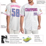 Blau-Rosa Jersey Authentic Light Custom Baseball Weiß Blau-Rosa Jersey Authentic Light Custom Baseball Weiß