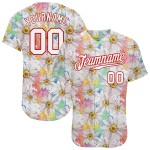 Jersey Muster Weiß Custom Baseball 3D Weiß-Rot Authentische Daisy Design Jersey Muster Weiß Custom Baseball 3D Weiß-Rot Authentische Daisy Design