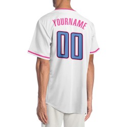 Blau-Rosa Jersey Authentic Light Custom Baseball Weiß Blau-Rosa Jersey Authentic Light Custom Baseball Weiß