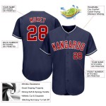 Benutzerdefiniertes authentisches Marineblaues Baseballtrikot in Rot-Weiß Benutzerdefiniertes authentisches Marineblaues Baseballtrikot in Rot-Weiß