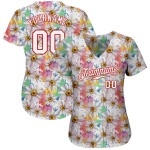 Jersey Muster Weiß Custom Baseball 3D Weiß-Rot Authentische Daisy Design Jersey Muster Weiß Custom Baseball 3D Weiß-Rot Authentische Daisy Design