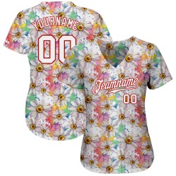 Jersey Muster Weiß Custom Baseball 3D Weiß-Rot Authentische Daisy Design Jersey Muster Weiß Custom Baseball 3D Weiß-Rot Authentische Daisy Design