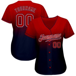 Jersey Custom Navy Baseball Rot-Weiß Authentic Fashion Fade