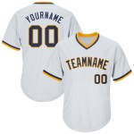 Throwback Weißes Rippstrick-Jersey Authentic Shirt Baseball Custom Navy-Gold