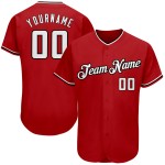 Jersey Baseball Weiß-Schwarz Authentic Custom Rot